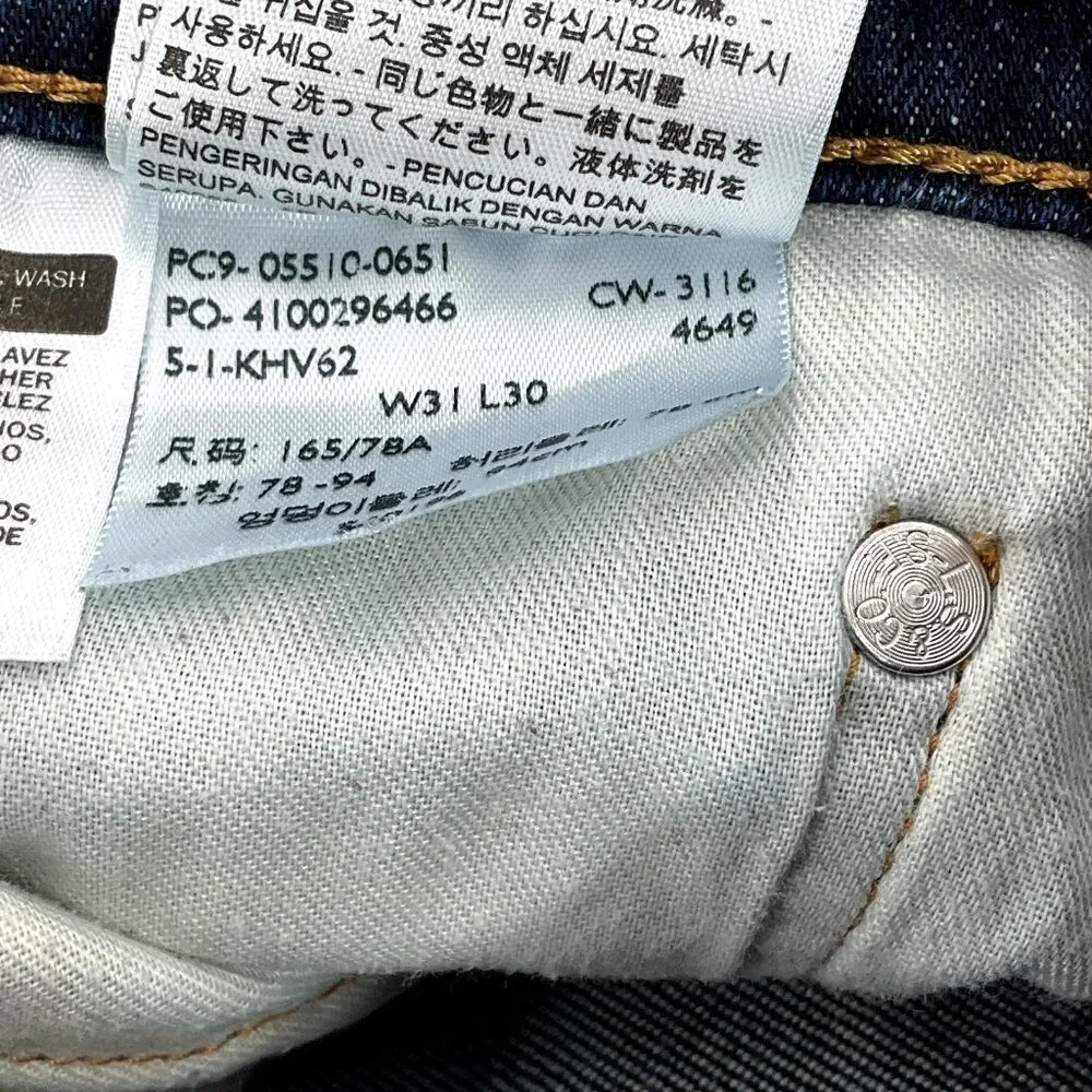 Levis‎ Jeans Mens 31x29 Blue Slim Straight Dark Wash Mid Rise Stretch Denim